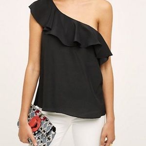 NWT Anthropologie Maeve Silk Holy One Shoulder Top